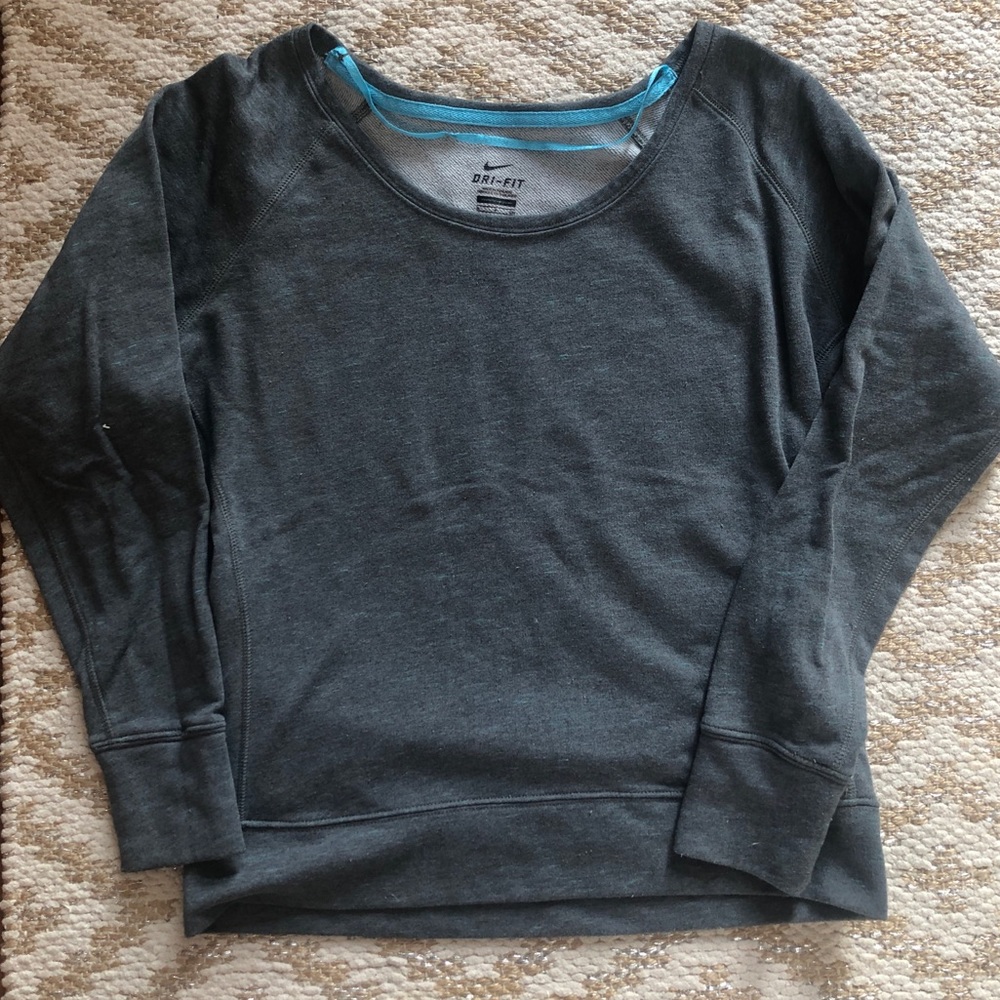 Nike Gray Sweat Shirt with Blue Detail- Small